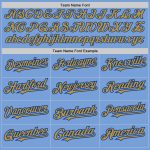 Custom Name and Number Softball Jersey - Light Blue Royal Pinstripe Unisex Two-Button with Old Gold Design Personalized Light