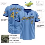 Custom Name and Number Softball Jersey - Light Blue Royal Pinstripe Unisex Two-Button with Old Gold Design Personalized Light