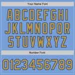 Custom Name and Number Softball Jersey - Light Blue Royal Pinstripe Unisex Two-Button with Old Gold Design Personalized Light