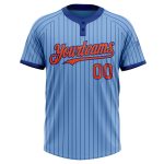 Custom Softball Jersey - Personalized Light Blue Royal Pinstripe Orange Two-Button, Team Name & Number, Unisex Personalized