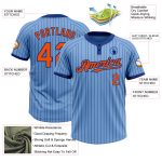 Custom Softball Jersey - Personalized Light Blue Royal Pinstripe Orange Two-Button, Team Name & Number, Unisex Personalized