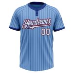 Custom Name and Number Unisex Softball Jersey Light Blue Royal Pinstripe Two-Button Red White Personalized Light Blue Royal