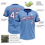 Custom Name and Number Unisex Softball Jersey Light Blue Royal Pinstripe Two-Button Red White Personalized Light Blue Royal