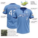 Custom Light Blue Royal Pinstripe Softball Jersey with Name and Number - Unisex Two-Button Design Personalized Light Blue