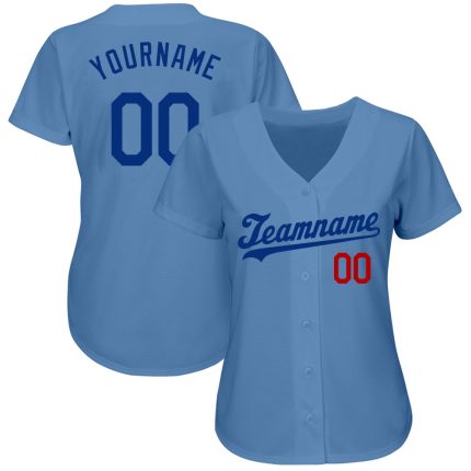 Custom Name and Number Baseball Jersey - Personalized Light Blue Royal-Red Authentic Team Jersey Personalized Light Blue