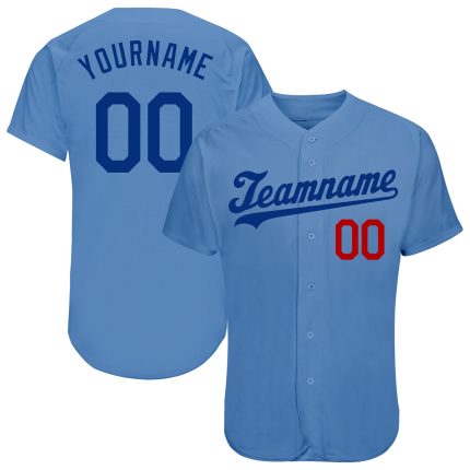 Custom Name and Number Baseball Jersey - Personalized Light Blue Royal-Red Authentic Team Jersey Personalized Light Blue