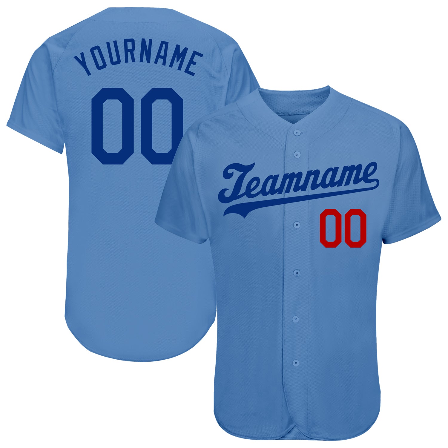 Custom Name and Number Baseball Jersey - Personalized Light Blue Royal-Red Authentic Team Jersey Personalized Light Blue