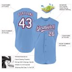 Custom Name and Number Baseball Jersey - Sleeveless Light Blue Red Authentic Team Apparel Personalized Light Blue Royal-Red