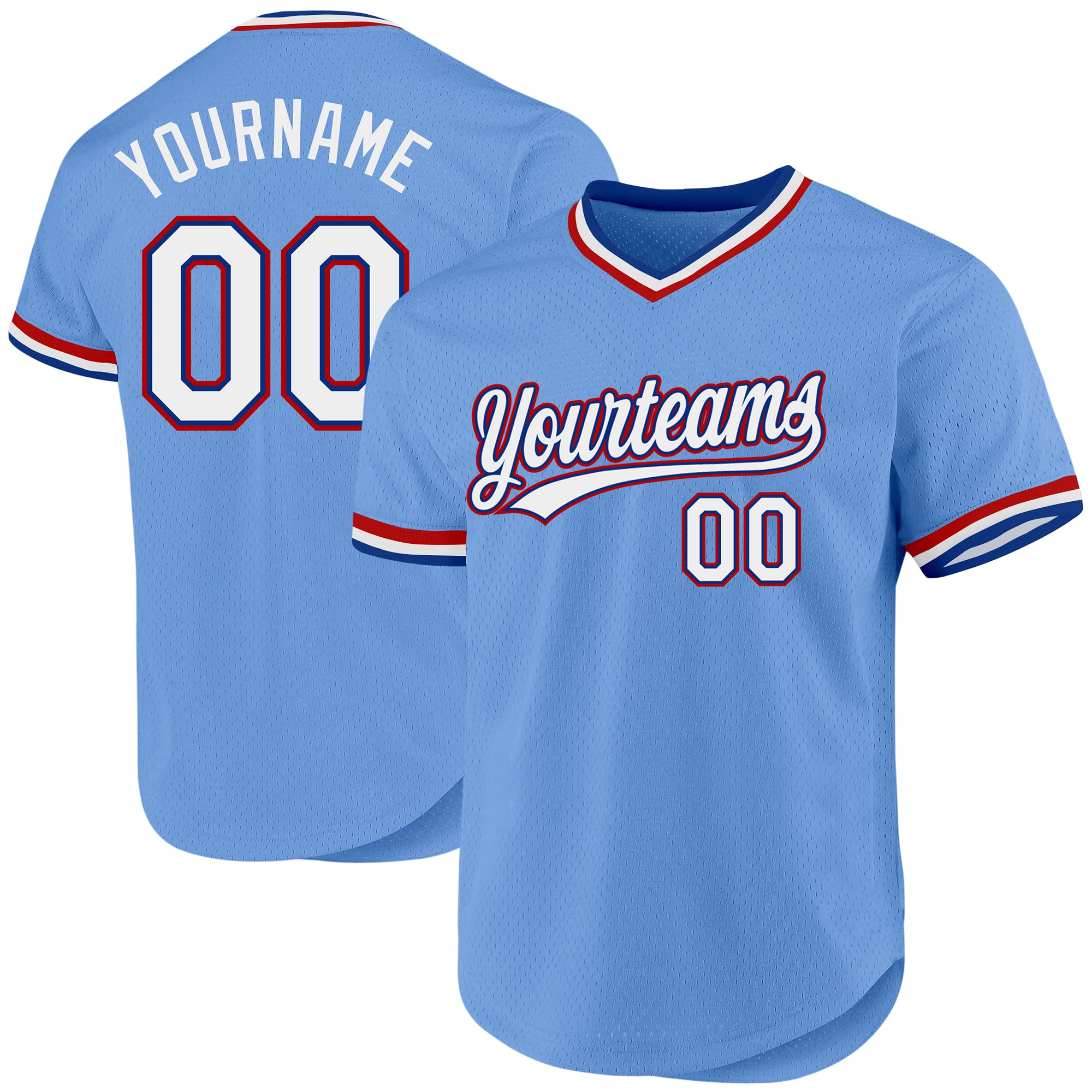 Custom Name and Number Authentic Light Blue Royal-Red Baseball Jersey - Personalized Team Jersey Personalized Light Blue