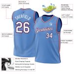 Personalized Authentic Basketball Jersey in Light Blue and Royal Red, Throwback Style Personalized Light Blue Royal-Red Authentic