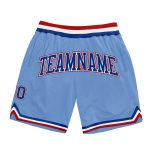 Custom Name Number Authentic Basketball Shorts Light Blue Royal Red Throwback Personalized Light Blue Royal-Red Authentic