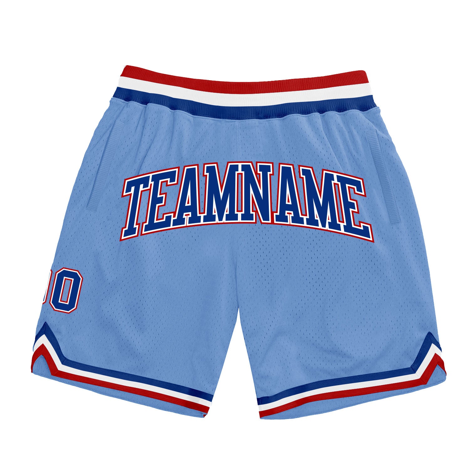 Custom Name Number Authentic Basketball Shorts Light Blue Royal Red Throwback Personalized Light Blue Royal-Red Authentic