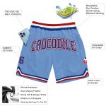 Custom Name Number Authentic Basketball Shorts Light Blue Royal Red Throwback Personalized Light Blue Royal-Red Authentic