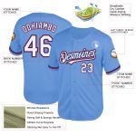 Custom Name & Number Authentic Throwback Baseball Jersey - Light Blue & Royal Red Mesh Personalized Light Blue Royal-Red