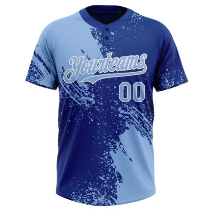 Custom Name and Number Personalized Light Blue 3D Brush Stroke Unisex Softball Jersey - Royal-White Design Personalized Light