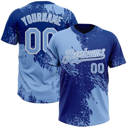 Custom Name and Number Personalized Light Blue 3D Brush Stroke Unisex Softball Jersey - Royal-White Design Personalized Light