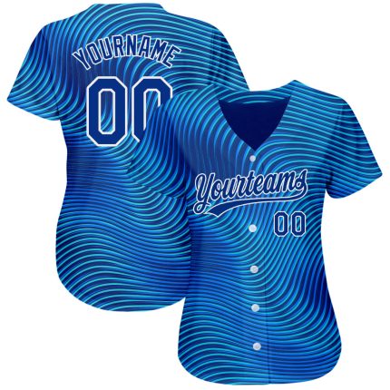 Custom Authentic Baseball Jersey - Light Blue Royal-White 3D Pattern, Personalized Name & Number Personalized Light Blue