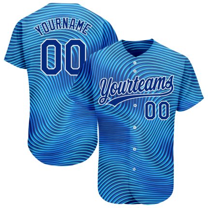 Custom Authentic Baseball Jersey - Light Blue Royal-White 3D Pattern, Personalized Name & Number Personalized Light Blue