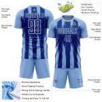 Custom Soccer Jersey with Light Blue Royal-White Abstract Stripes - Personalized Name and Number Personalized Light Blue