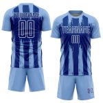 Custom Soccer Jersey with Light Blue Royal-White Abstract Stripes - Personalized Name and Number Personalized Light Blue