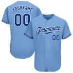 Custom Name and Number Light Blue Royal-White Authentic Baseball Jersey - Personalized Team Gear Personalized Light Blue