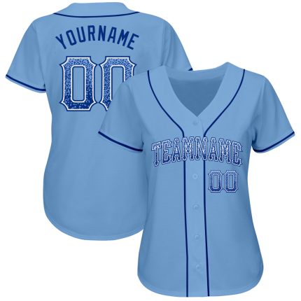 Custom Name and Number Baseball Jersey for Team in Light Blue Royal-White Authentic Drift Fashion Personalized Light Blue