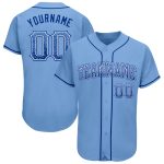Custom Name and Number Baseball Jersey for Team in Light Blue Royal-White Authentic Drift Fashion Personalized Light Blue