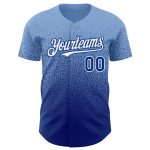 Custom Name and Number Authentic Fade Baseball Jersey - Light Blue Royal-White Fashion Design Personalized Light Blue Royal-White