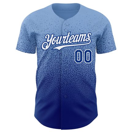 Custom Name and Number Authentic Fade Baseball Jersey - Light Blue Royal-White Fashion Design Personalized Light Blue Royal-White