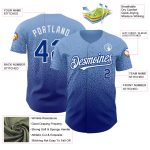 Custom Name and Number Authentic Fade Baseball Jersey - Light Blue Royal-White Fashion Design Personalized Light Blue Royal-White