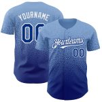 Custom Name and Number Authentic Fade Baseball Jersey - Light Blue Royal-White Fashion Design Personalized Light Blue Royal-White