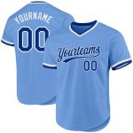 Custom Name and Number Light Blue Royal-White Baseball Jersey - Authentic Throwback Design Personalized Light Blue Royal-White