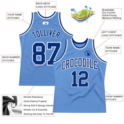 Personalized Authentic Light Blue Royal-White Basketball Jersey - Custom Throwback Style Personalized Light Blue Royal-White