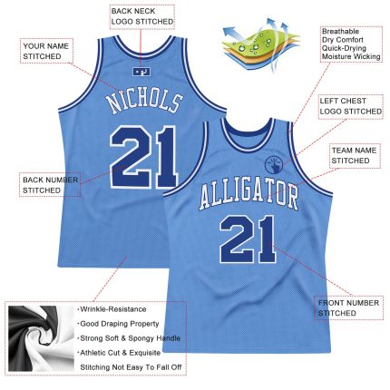 Custom Name and Number Personalized Light Blue Royal-White Basketball Jersey Authentic Throwback Team Edition Personalized