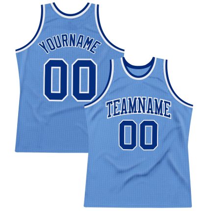 Personalized Authentic Light Blue Royal-White Basketball Jersey - Custom Throwback Style Personalized Light Blue Royal-White