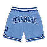 Custom light blue, royal and white throwback basketball shorts