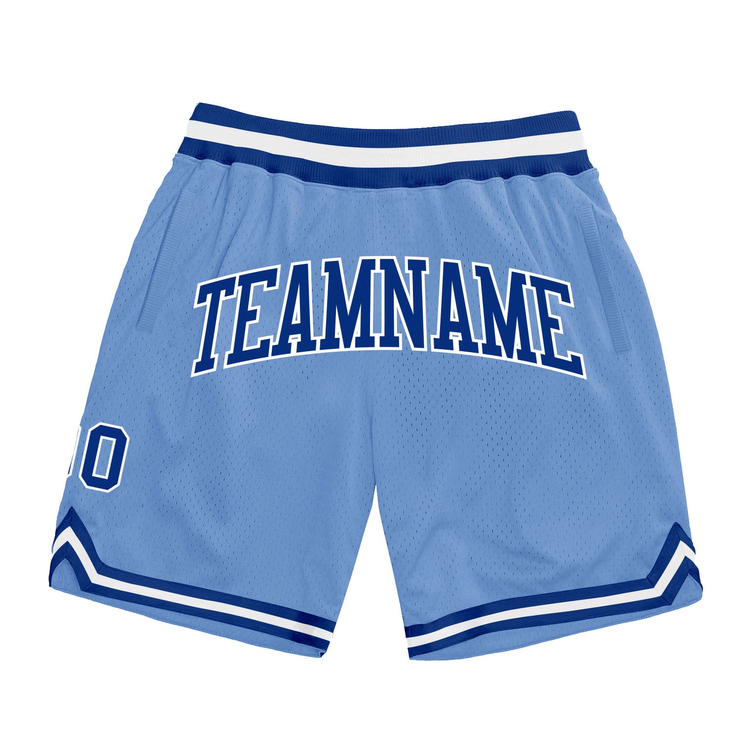 Light Blue Royal-White Personalized Basketball Shorts - Authentic Throwback Design Personalized Light Blue Royal-White Authentic