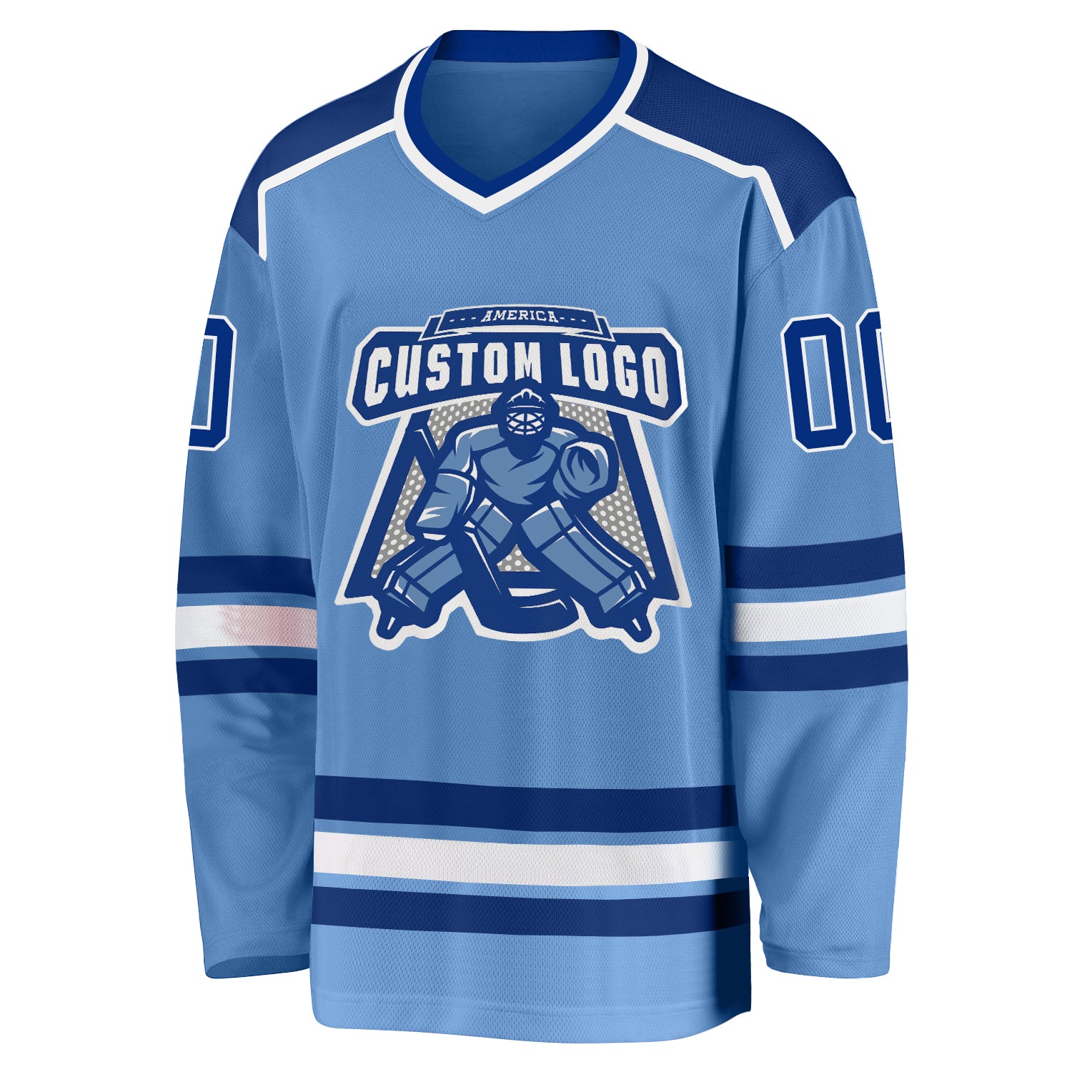Personalized Light Blue Royal-White Hockey Jersey Personalized Light Blue Hockey Jersey - Royal White Custom Team Jersey Personalized Light Blue Royal-White Hockey Jersey - Image 2