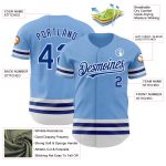 Custom Team Jersey with Name and Number in Light Blue Royal-White Line, Authentic Baseball Design Personalized Light Blue