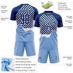 Custom Sublimation Soccer Jersey with Personalized Name and Number - Light Blue Royal-White Lines Design Personalized Light