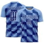 Personalized Light Blue Soccer Jersey with Royal-White Lines - Sublimation Uniform Personalized Light Blue Royal-White Lines
