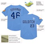 Personalized Light Blue Baseball Jersey - Authentic Royal-White Mesh Throwback Style Personalized Light Blue Royal-White