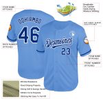 Personalized Authentic Baseball Jersey Custom Name Number Light Blue Royal-White Mesh Throwback Style Personalized Light