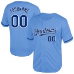 Personalized Authentic Baseball Jersey Custom Name Number Light Blue Royal-White Mesh Throwback Style Personalized Light