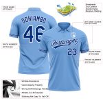 Custom Name Number Light Blue Royal-White Performance Vapor Golf Polo Shirt Personalized Light Blue Royal-White Performance