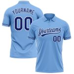 Custom Name Number Light Blue Royal-White Performance Vapor Golf Polo Shirt Personalized Light Blue Royal-White Performance
