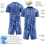 Custom Name and Number Light Blue White Pinstripe Soccer Jersey - Personalized Sublimation Uniform Personalized Light Blue