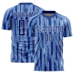 Custom Name and Number Light Blue White Pinstripe Soccer Jersey - Personalized Sublimation Uniform Personalized Light Blue