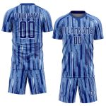 Custom Name and Number Light Blue White Pinstripe Soccer Jersey - Personalized Sublimation Uniform Personalized Light Blue