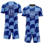 Custom Name Number Soccer Jersey Light Blue Royal White Plaid Sublimation Team Uniform Personalized Light Blue Royal-White